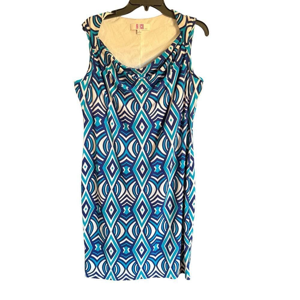 9 & Co. Sleeveless Blue Stretchy Dress Size 14